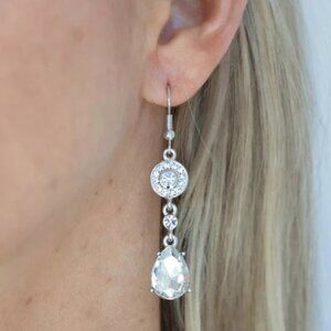 Paparazzi Jewelry Accessories - Graceful Glimmer - White Earrings - Vintage